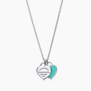 Tiffany Blue Double Heart Tag Pendant